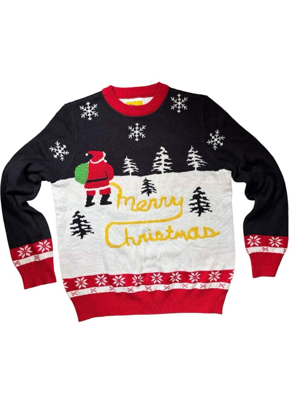 Tipsy Elves Ugly Men's Black, Red & White 'Merry Christmas' Crewneck Sweater